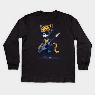 Bass Guitar Tiger Kids Long Sleeve T-Shirt